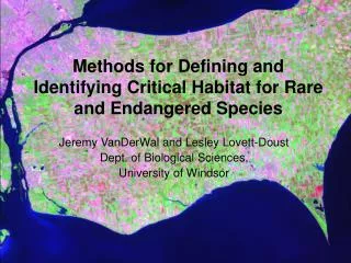 Methods for Defining and Identifying Critical Habitat for Rare and Endangered Species