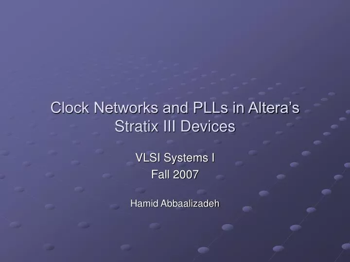clock networks and plls in altera s stratix iii devices