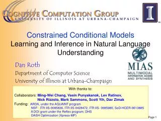 Constrained Conditional Models Learning and Inference in Natural Language Understanding