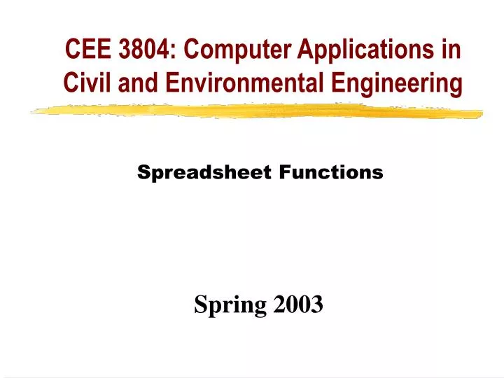 cee 3804 computer applications in civil and environmental engineering