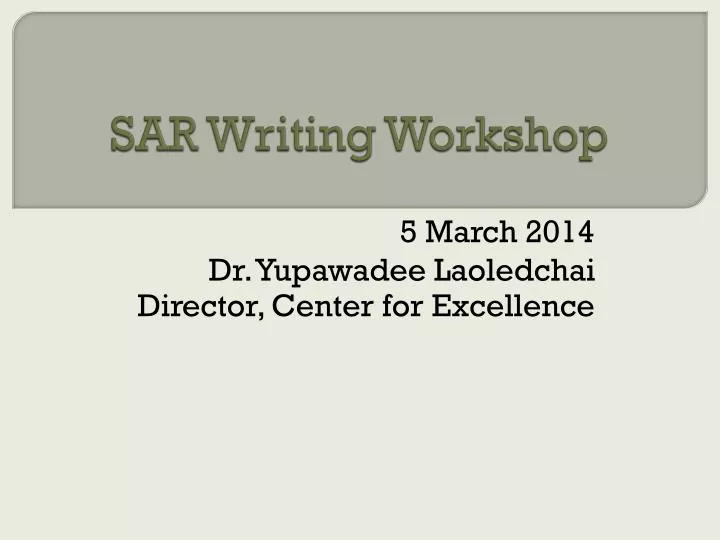 sar writing workshop