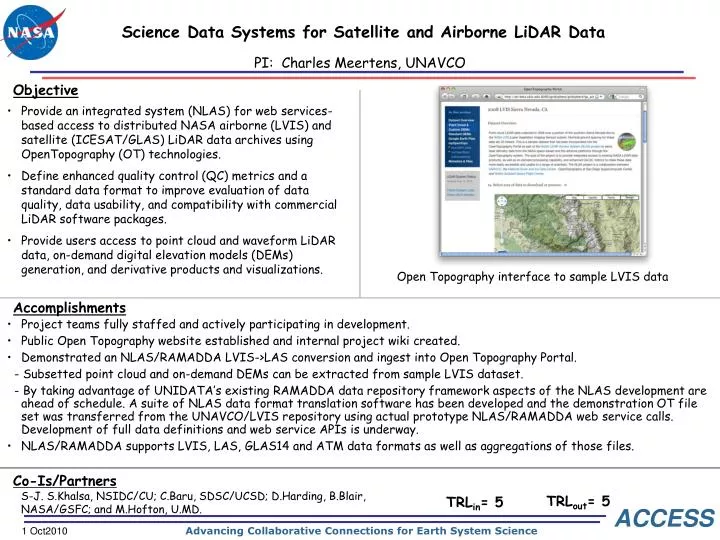 science data systems for satellite and airborne lidar data