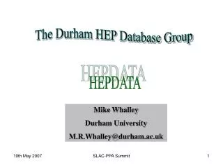 The Durham HEP Database Group