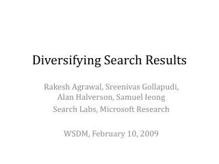 Diversifying Search Results