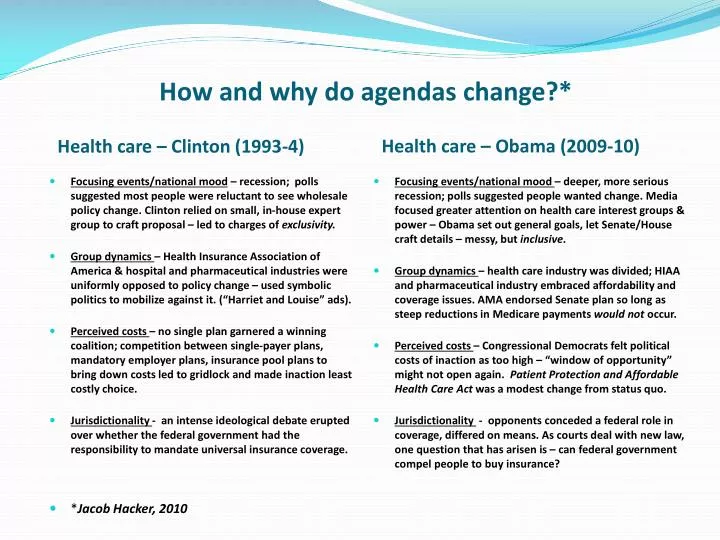 how and why do agendas change