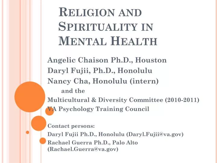 religion and spirituality in mental health