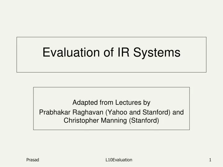 evaluation of ir systems