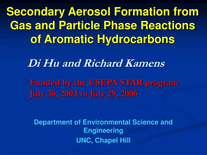 secondary aerosol formation from gas and particle phase reactions of aromatic hydrocarbons