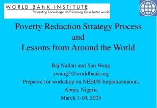 Poverty Reduction Strategy Process and Lessons from Around the World