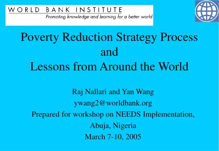 poverty reduction strategy process and lessons from around the world