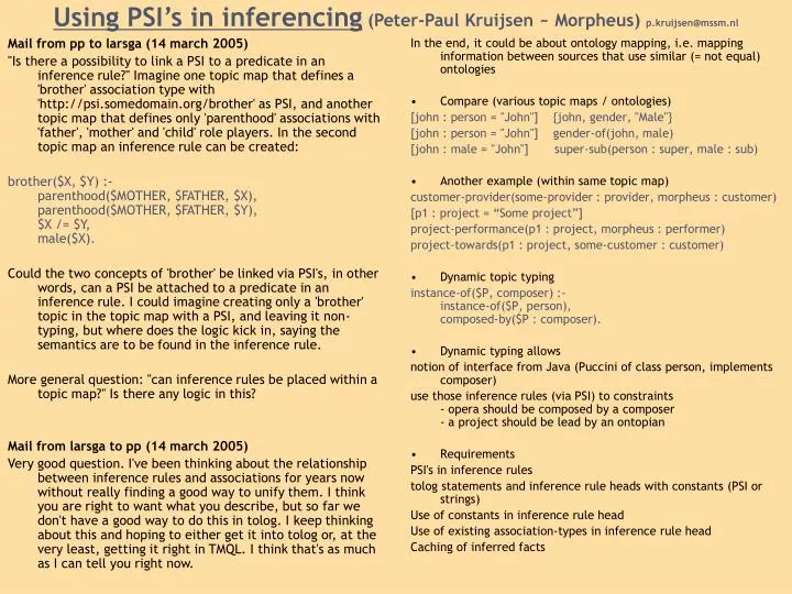 using psi s in inferencing peter paul kruijsen morpheus p kruijsen@mssm nl