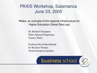 PAXIS Workshop, Salamanca June 23, 2005