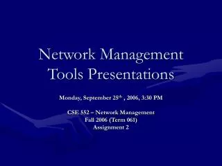 Network Management Tools Presentations