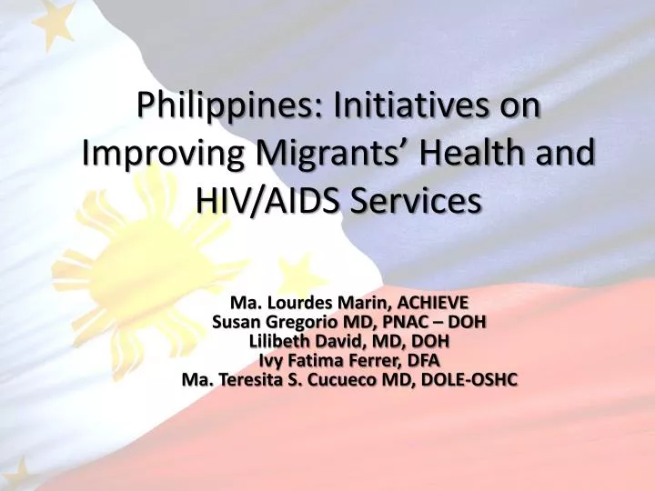 philippines initiatives on improving migrants health and hiv aids services