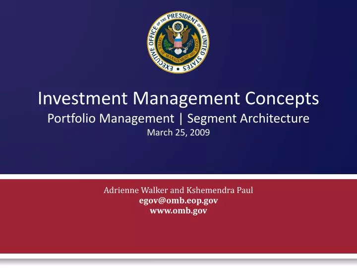 investment management concepts portfolio management segment architecture march 25 2009