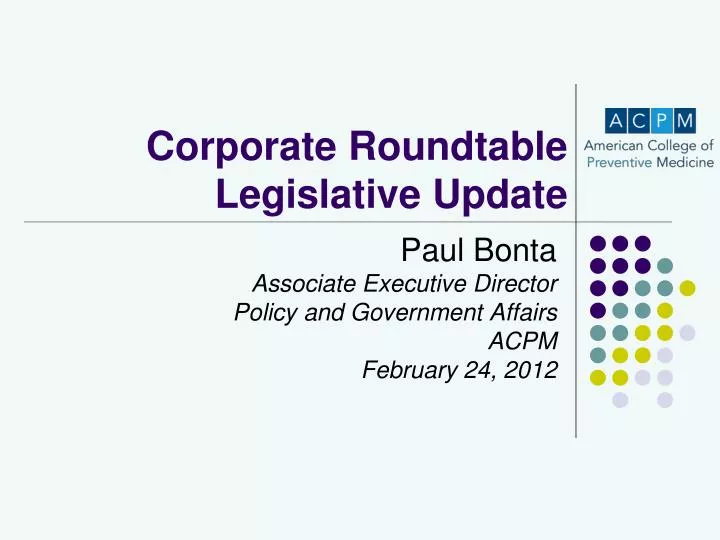 corporate roundtable legislative update