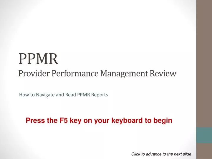 ppmr provider performance management review