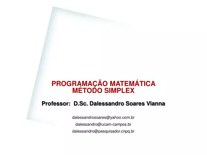 Ppt Programa O Matem Tica M Todo Simplex Powerpoint Presentation Id