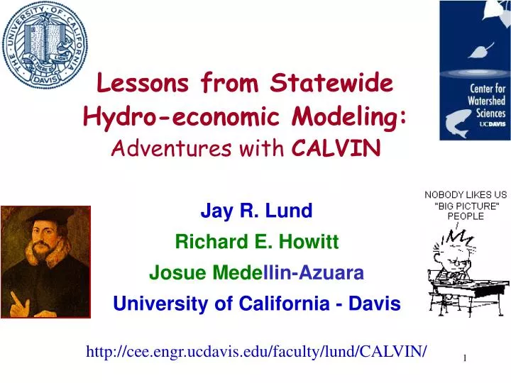 lessons from statewide hydro economic modeling adventures with calvin