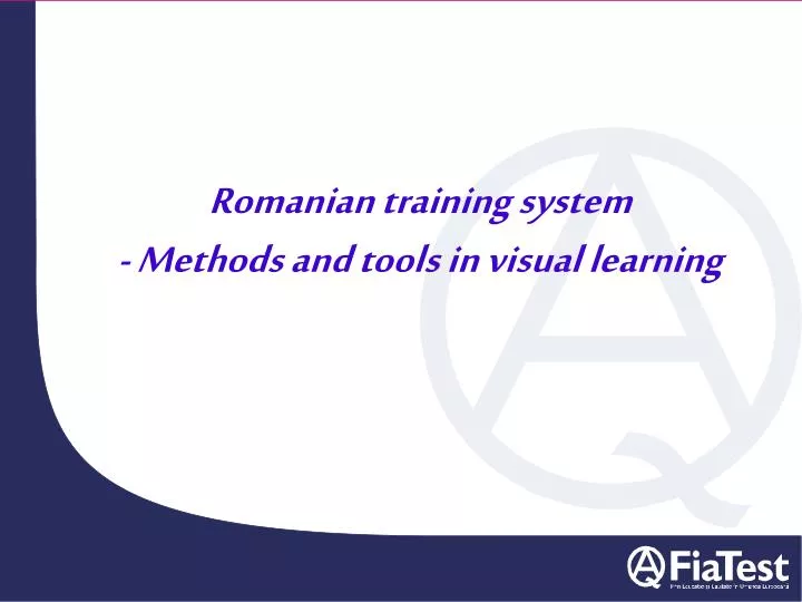 romanian training system methods and tools in visual learning