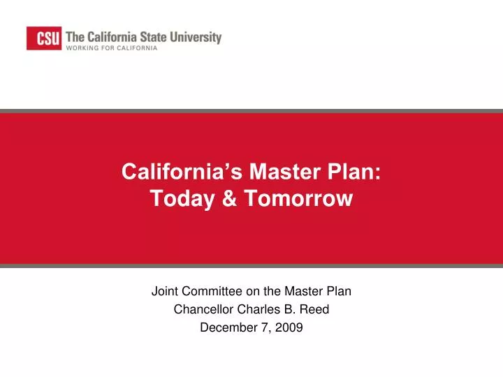 california s master plan today tomorrow