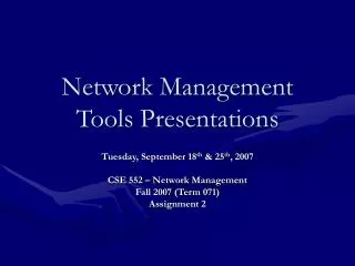 Network Management Tools Presentations