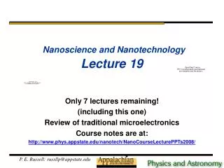 Nanoscience and Nanotechnology Lecture 19