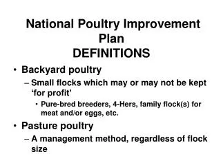 National Poultry Improvement Plan DEFINITIONS