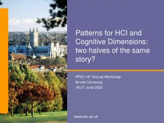 Patterns for HCI and Cognitive Dimensions: two halves of the same story?