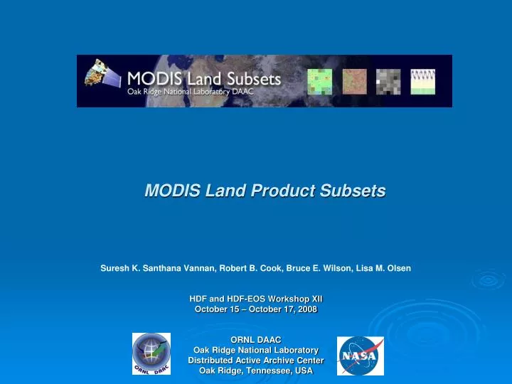 modis land product subsets