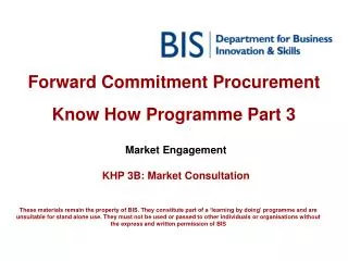 Forward Commitment Procurement Know How Programme Part 3