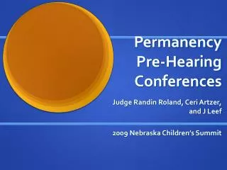 Permanency Pre-Hearing Conferences