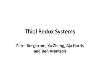 Thiol Redox Systems