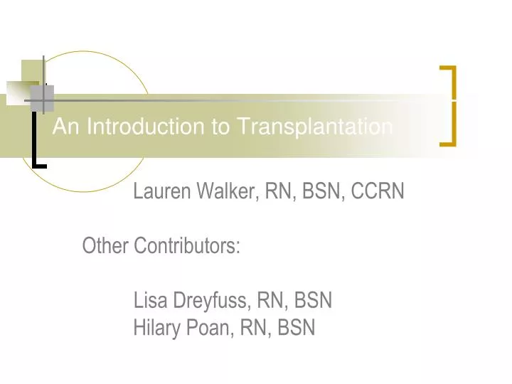 an introduction to transplantation