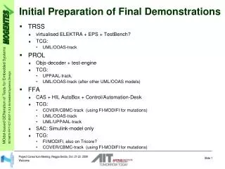 Initial Preparation of Final Demonstrations