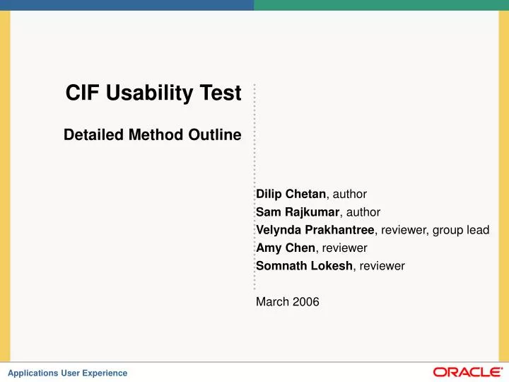 cif usability test detailed method outline