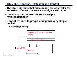 Ch 5 The Processor: Datapath and Control