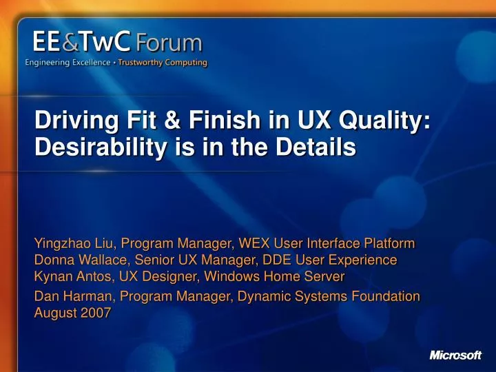 driving fit finish in ux quality desirability is in the details