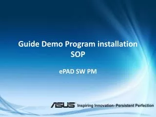 Guide Demo Program installation SOP