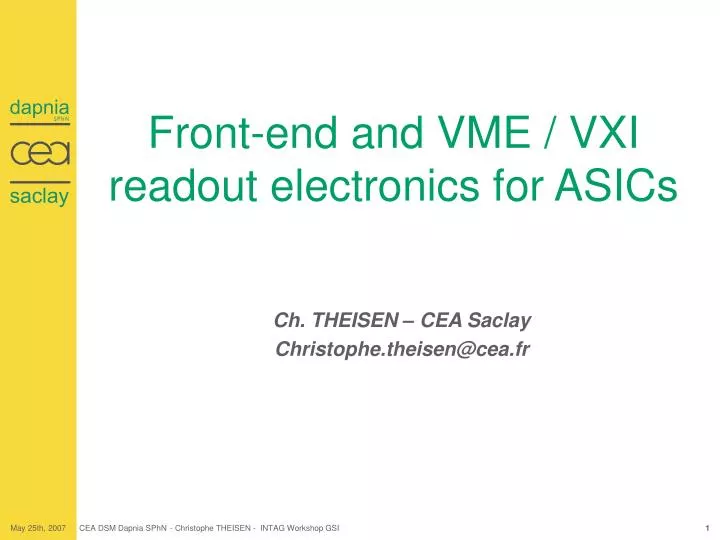 front end and vme vxi readout electronics for asics