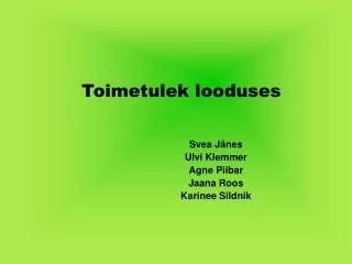 toimetulek looduses