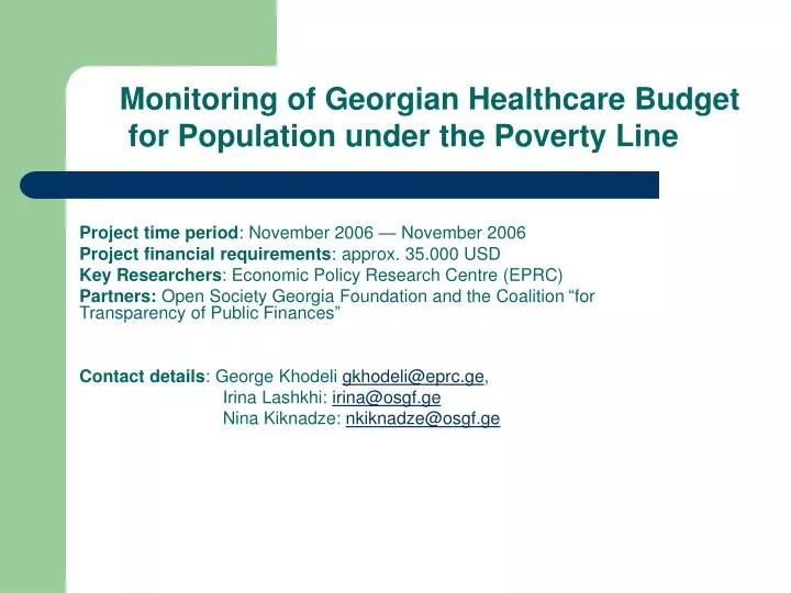 monitoring of georgian healthcare budget for population under the poverty line