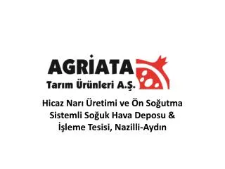 Hicaz Narı Üretimi ve Ön Soğutma Sistemli Soğuk Hava Deposu &amp; İşleme Tesisi, Nazilli-Aydın