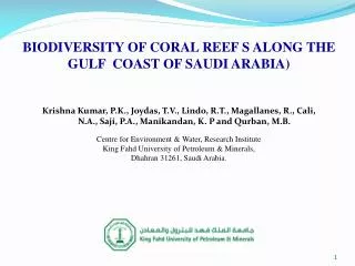 BIODIVERSITY OF CORAL REEF S ALONG THE GULF COAST OF SAUDI ARABIA)