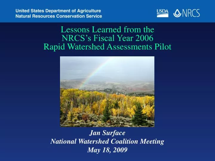 lessons learned from the nrcs s fiscal year 2006 rapid watershed assessments pilot