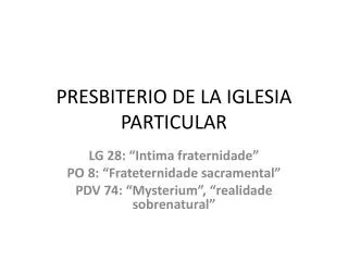 presbiterio de la iglesia particular