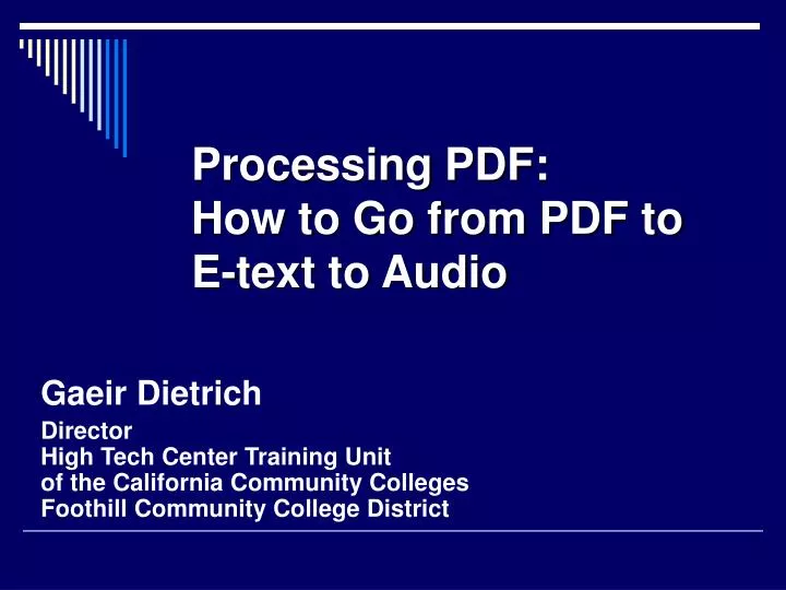 processing pdf how to go from pdf to e text to audio