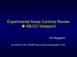 Experimental Areas Controls Review ? AB/CO Viewpoint