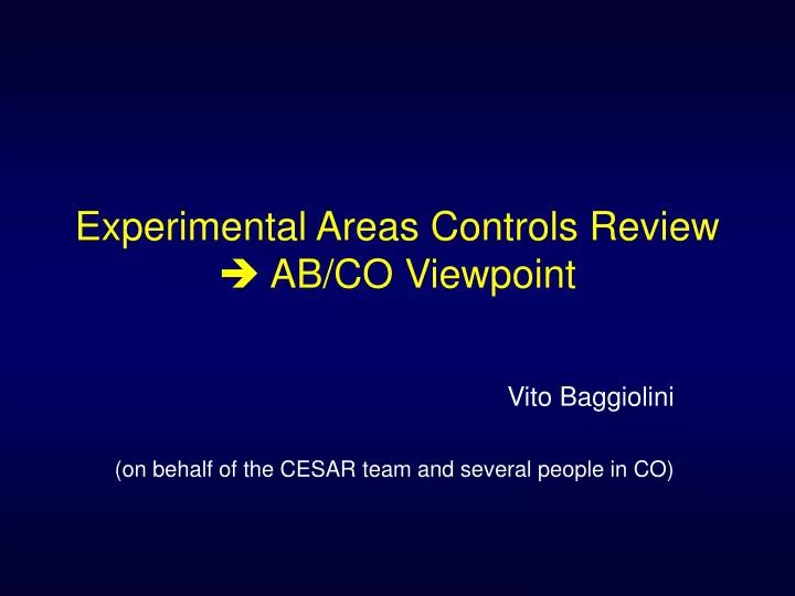 experimental areas controls review ab co viewpoint