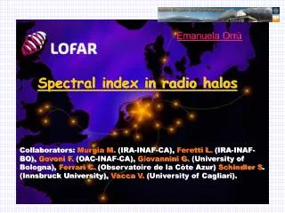 Spectral index in radio halos